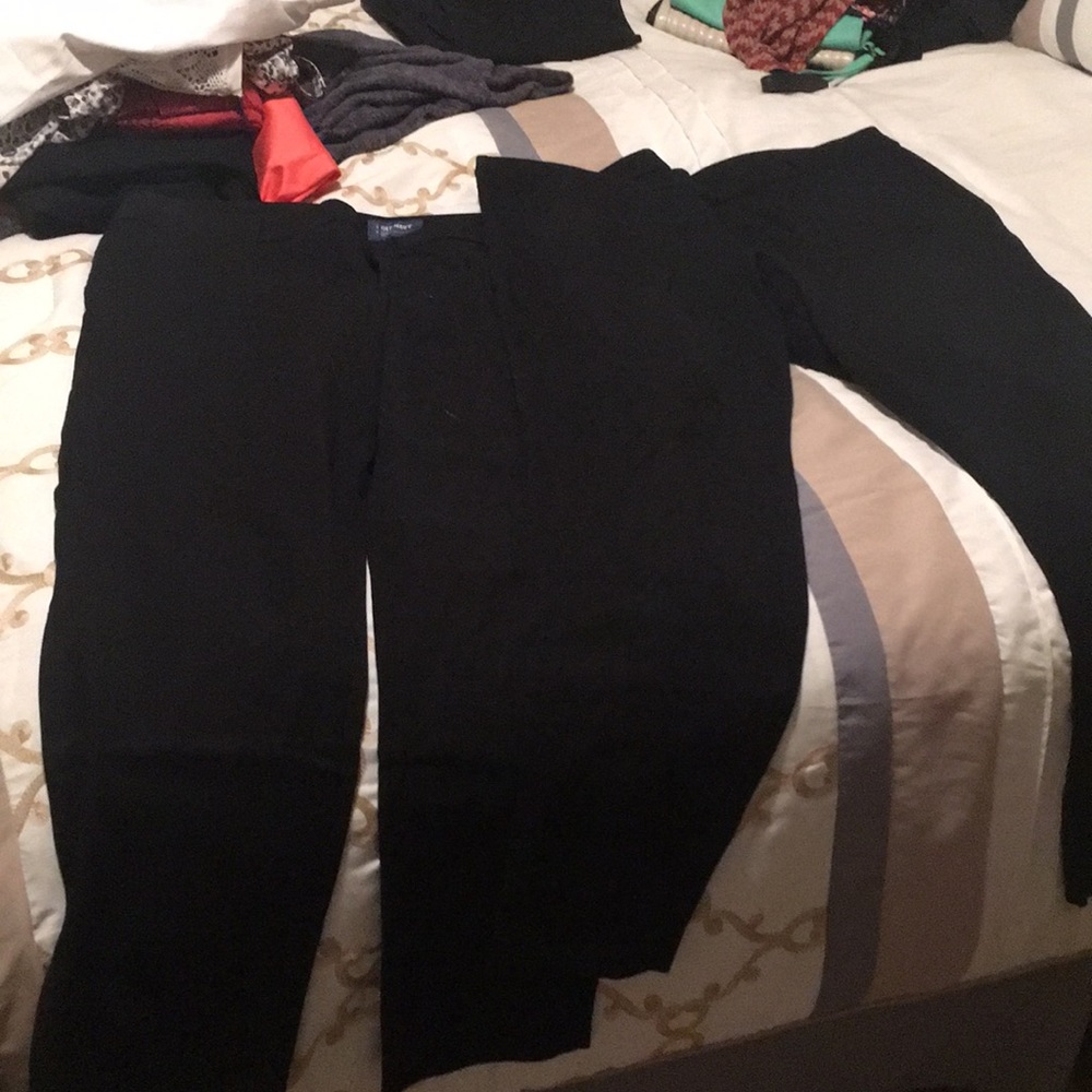 Two pair black pixie skinny stretch dress pants